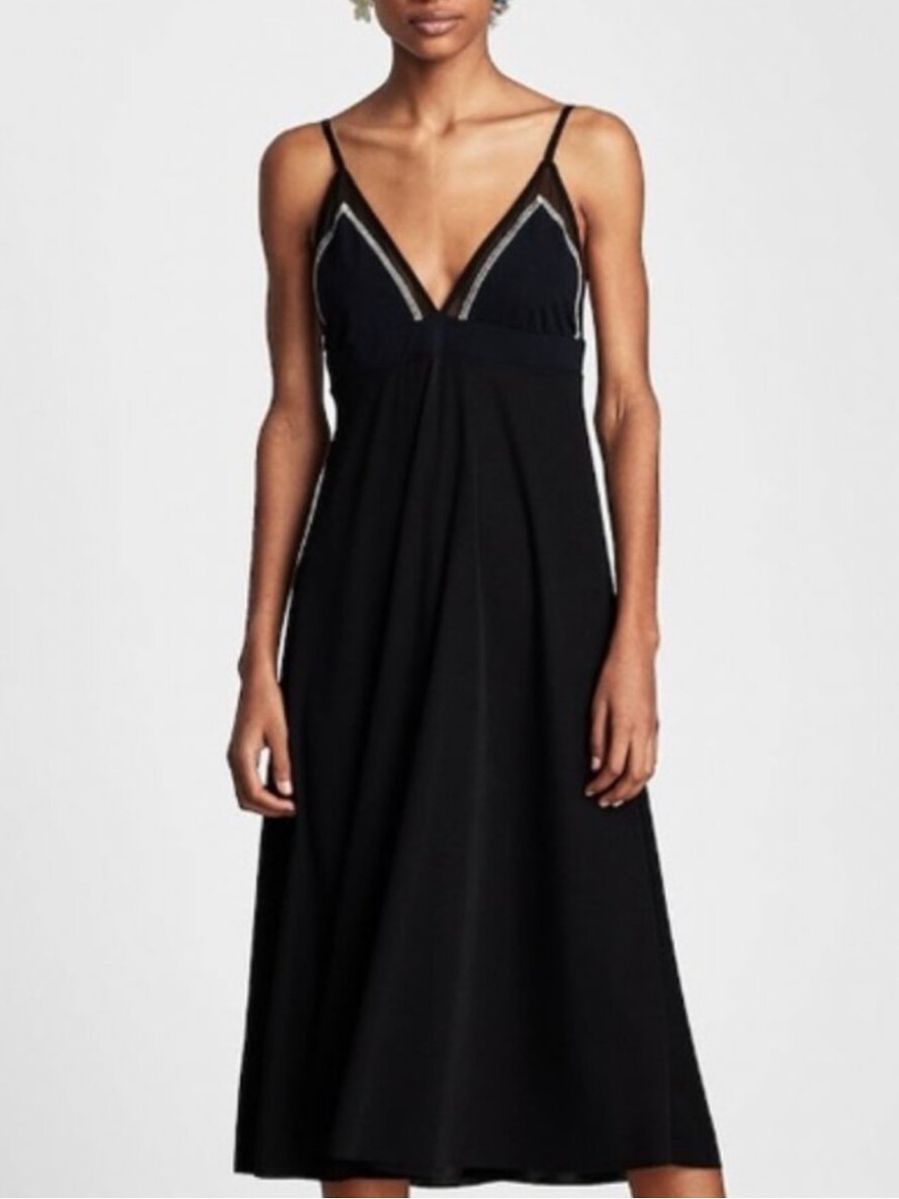 Zara Women’s Black V-Neck Slip Dress, Preppy, Boho, Edgy, Sexy - Picture 3 of 6